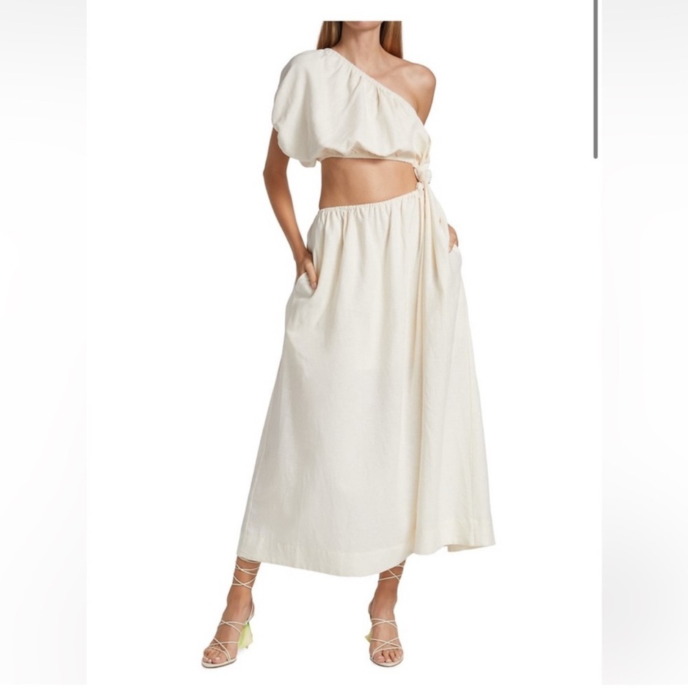 FARM Rio Cream One-Shoulder Cutout Maxi Dress